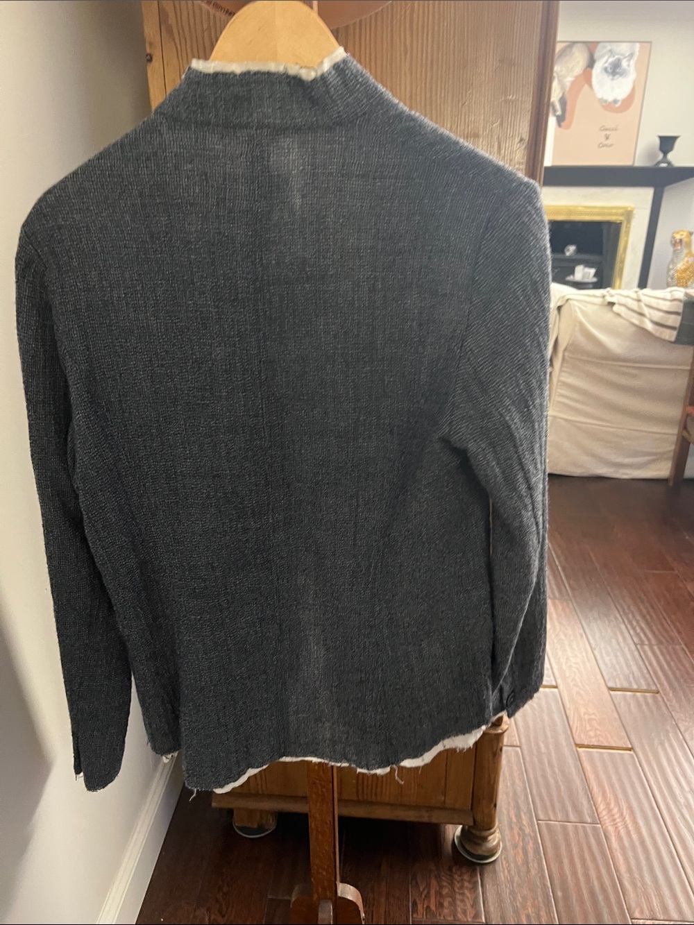 Pas De Calais Navy Open-Front Tweed Blazer - Picture 5 of 7